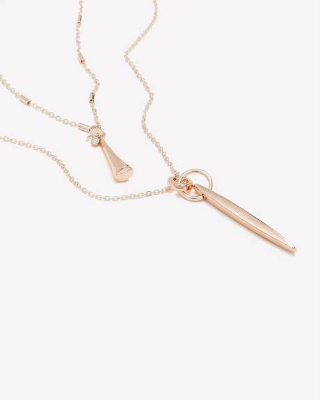 Collier rose doré à deux chaînes avec pendentif