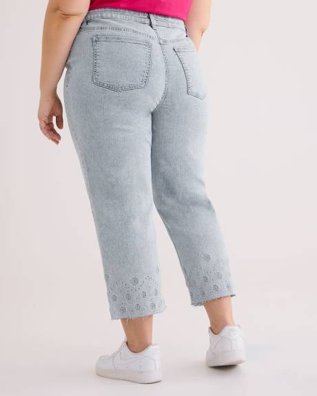 Jean écourté brodé à jambe droite, coupe 1948, tissu responsable - d/C JEANS