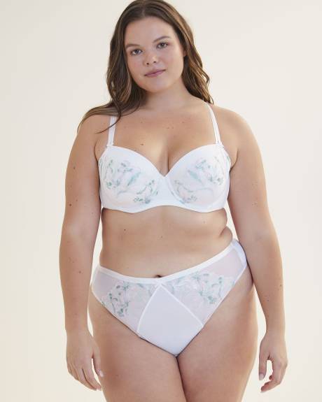 Culotte tanga en mesh avec fleurs brodées - Déesse Collection