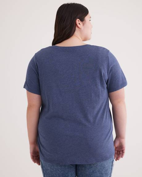 T-shirt à manches courtes et col en V, coupe boyfriend