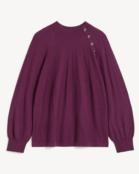 Pull en tricot texturé avec encolure boutonnée