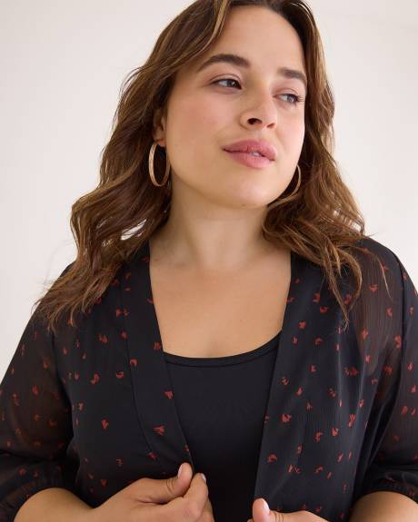 Cardigan kimono à motifs avec manches papillons