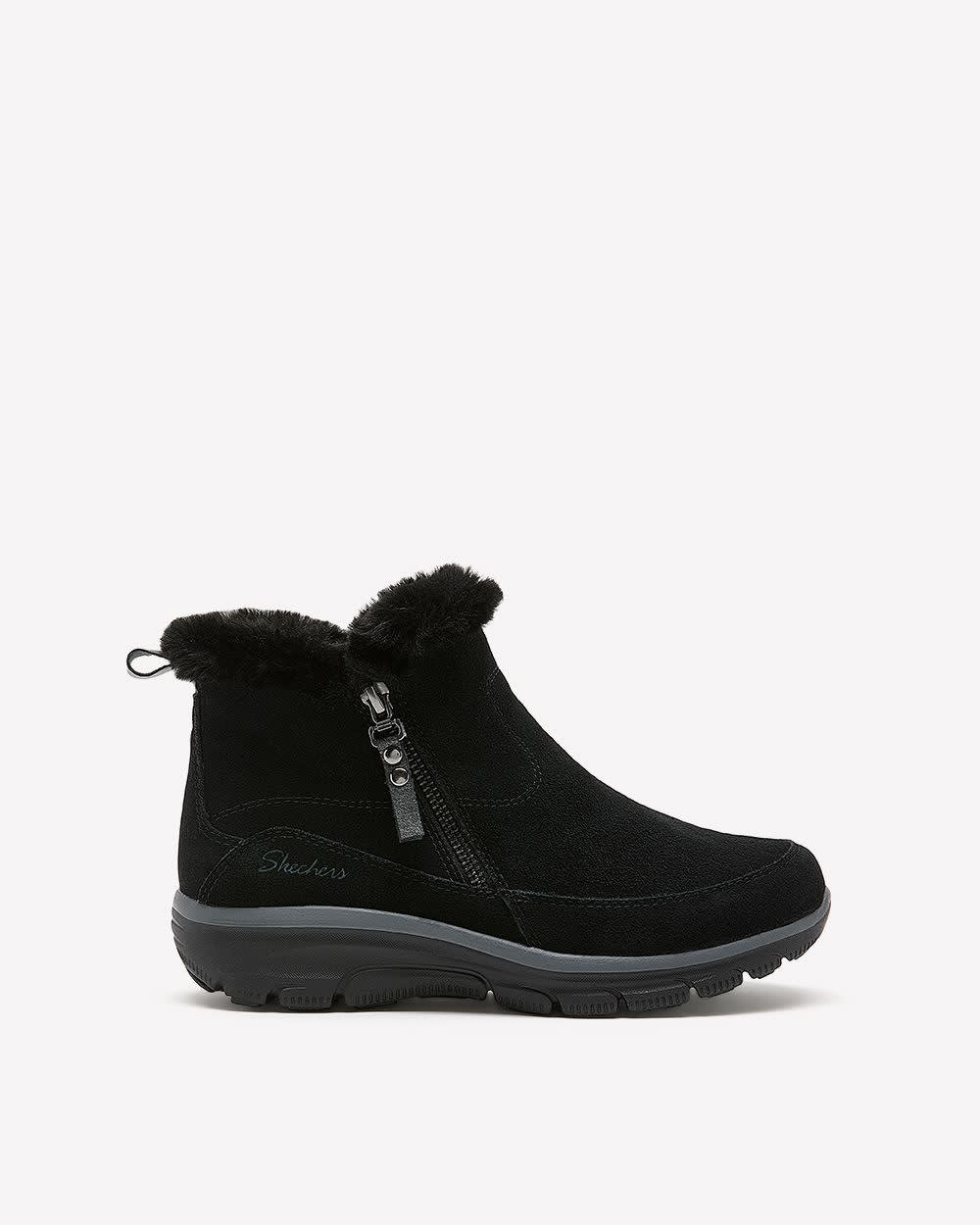 Botte d'hiver noire courte Easy Going, pied large - Skechers