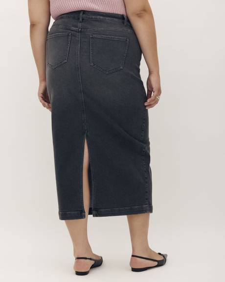 Jupe longue en denim gris, tissu responsable - Addition Elle
