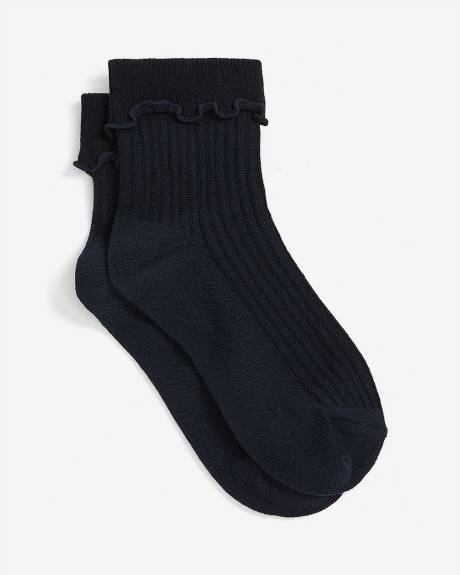 Chaussettes côtelées à rebord ondulé