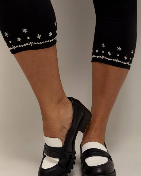Legging capri avec broderie anglaise à l'ourlet - Essentiels PENN.