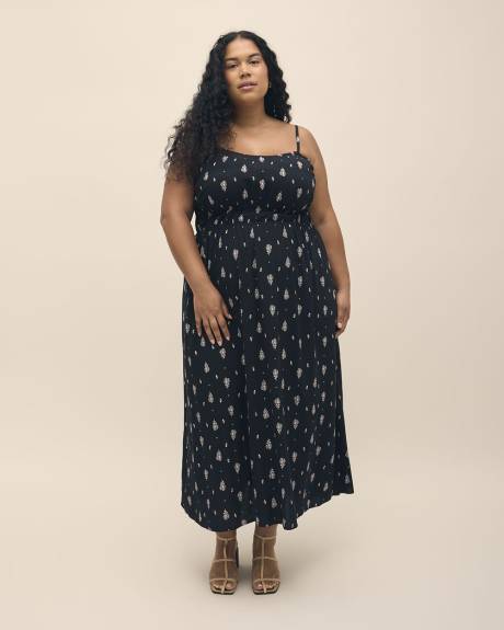 Robe longue imprimée sans manches, tissu responsable