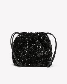Black Velvet and Sequins Crossbody Pouch