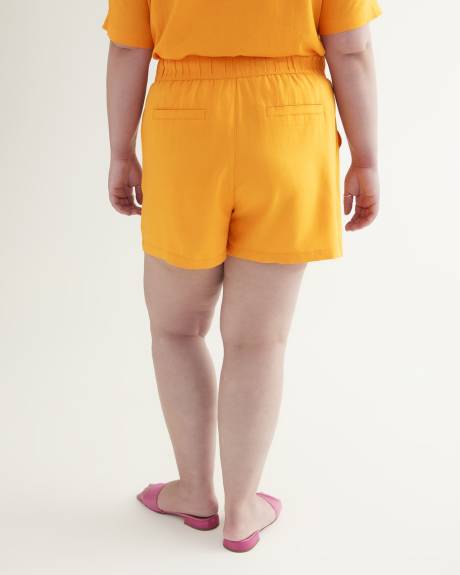 Short à enfiler en mélange de lin