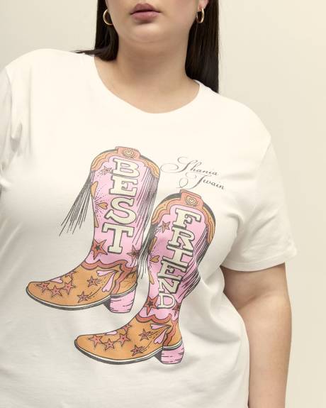 T-shirt blanc à manches courtes avec imprimé des meilleurs amis
