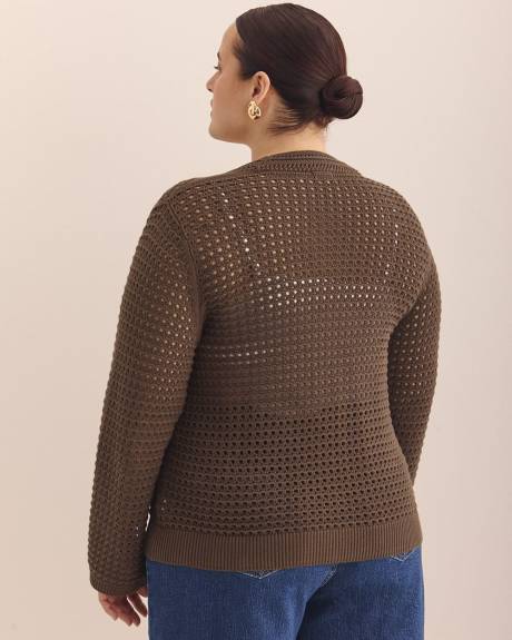 Long-Sleeve Crochet Cardigan