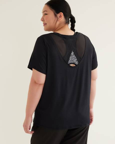 Short-Sleeve Tee with Crisscross Mesh Back - Active Zone