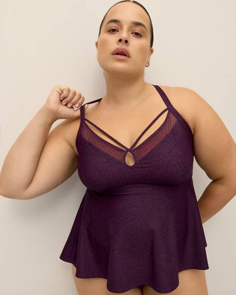 Purple Zebra Swing Tankini Top