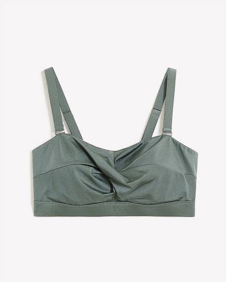 Green Twisted Bandeau Bikini Top