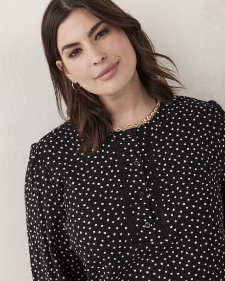 Printed Blouse with Long Balloon Sleeves