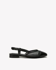 Extra Wide Width, Black Mesh Slingback Ballet Shoes