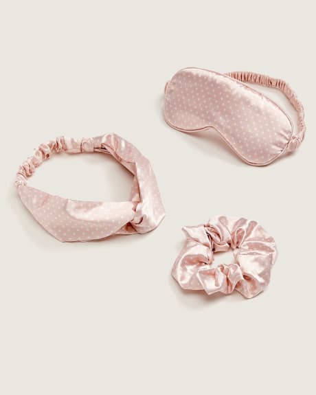 3-Piece Set Sleep Mask And Hair Accessories With Pouch - In Every Story