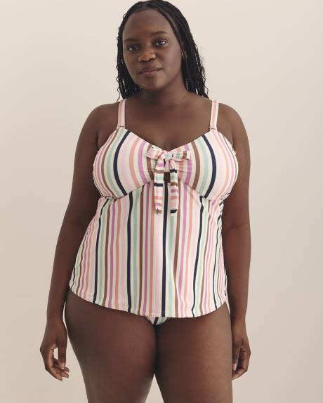 Multicoloured-Stripe Zanzibar Tankini Top - Raisins Curve