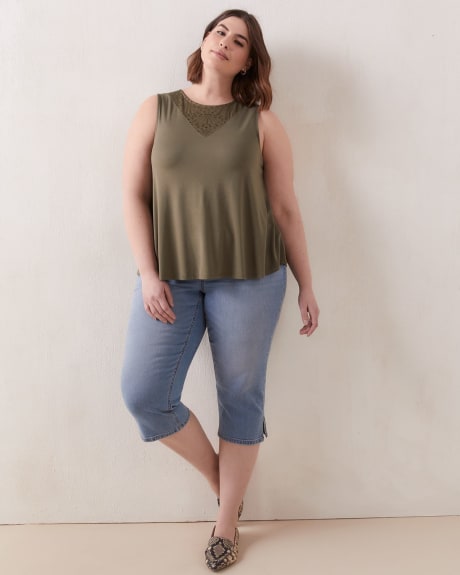 Petite, Sleeveless Top With Lace Insert - In Every Story