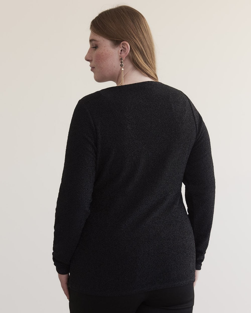 LongSleeve Black VNeck Knit Top Penningtons