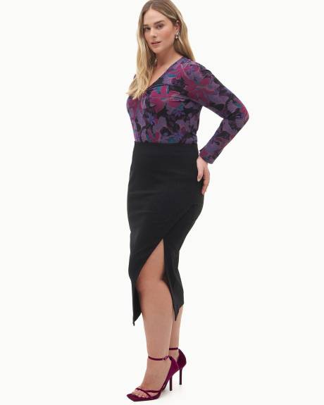 Faux-Wrap Midi Skirt - Addition Elle