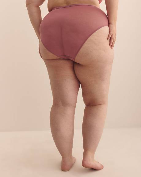 High-Cut Microfibre Brief with Mesh and Lace Sides - Déesse Collection