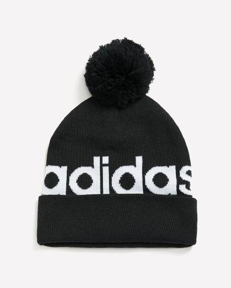 Pompom Ribbed Knit Beanie, Black - adidas