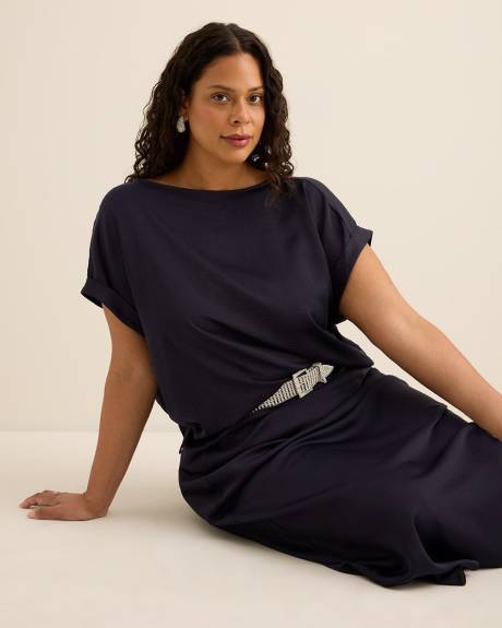 Jupe longue droite en satin