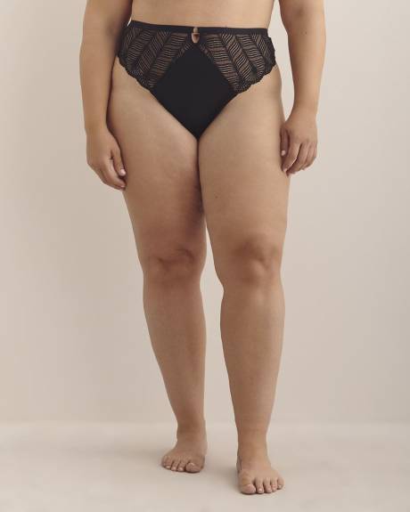 Satin Thong with Lace Sides - Déesse Collection