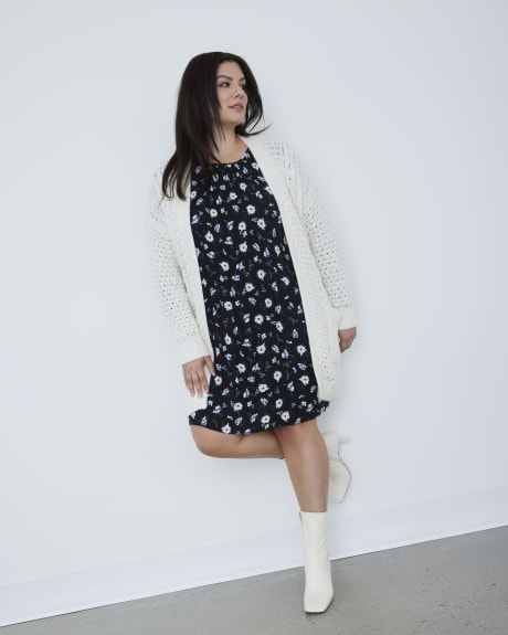 Responsible, Pleat and Release Printed Long-Sleeve Dress