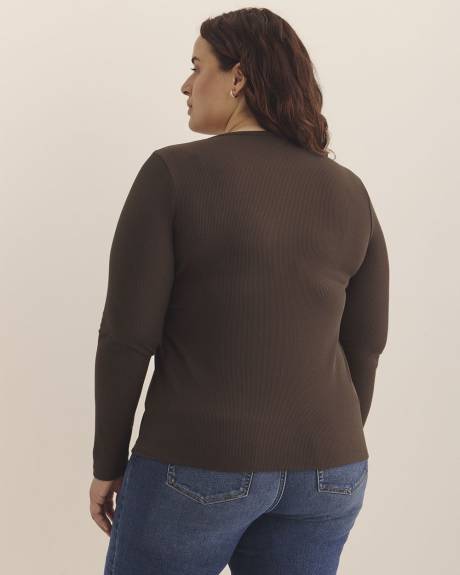Ribbed Crewneck Cardigan