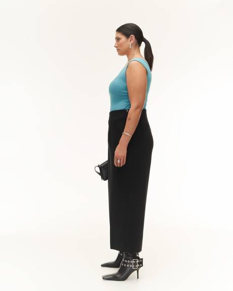 Black High-Waisted Wide-Leg Pant with Pleats - Addition Elle
