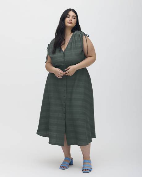 Robe boutonnée mi-longue sans manches avec col en V - Addition Elle