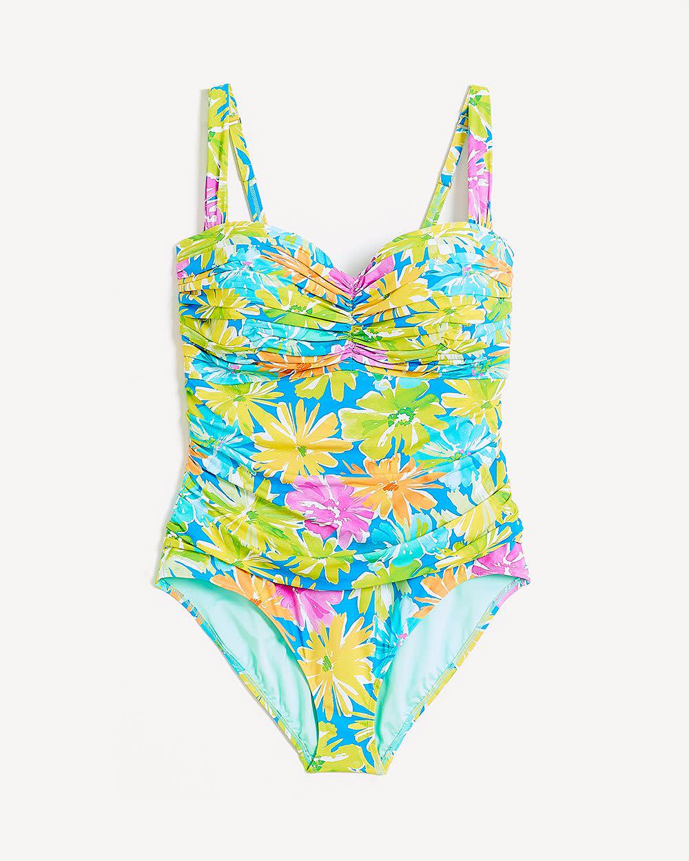 Shirred Bandeau Mio OnePiece Bathing Suit with Underwires Bleu by