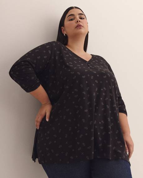 Tunique col en V, coupe girlfriend, tissu responsable