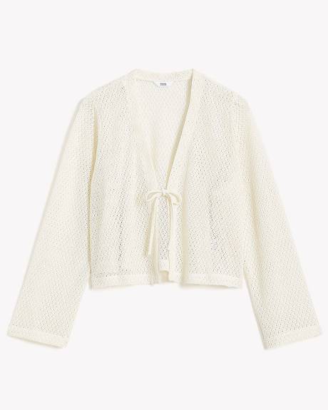 Tie-Front Bell-Sleeve Cardigan