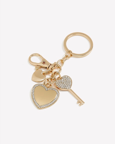 Porte-clés doré avec coeur