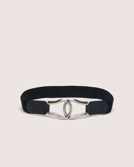Ceinture élastique large avec boucle en étain