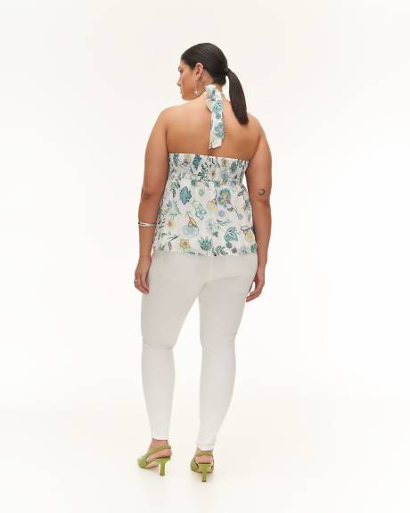 Responsible, Floral Sleeveless Bustier Blouse with Neck Tie - Addition Elle