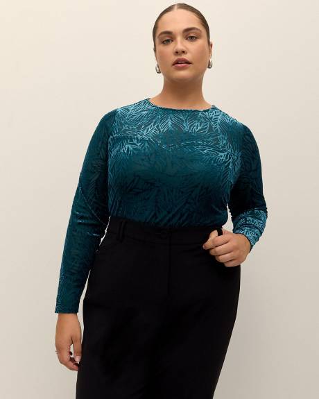 Haut à col rond en tissu dévoré