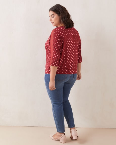 Petite, Boat Neck Top With Mesh Inserts - In Every Story