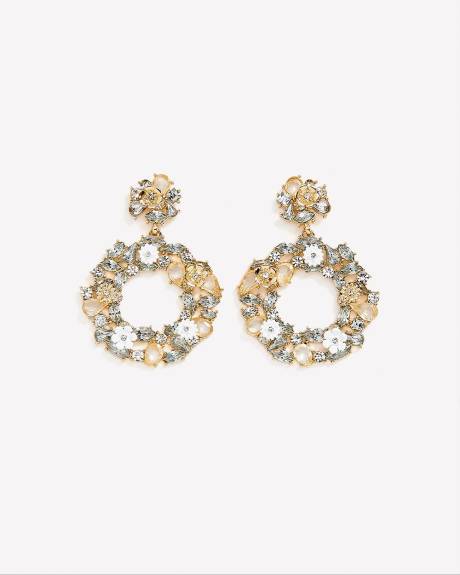 Fancy Flower Stone Hoop Earring - Addition Elle