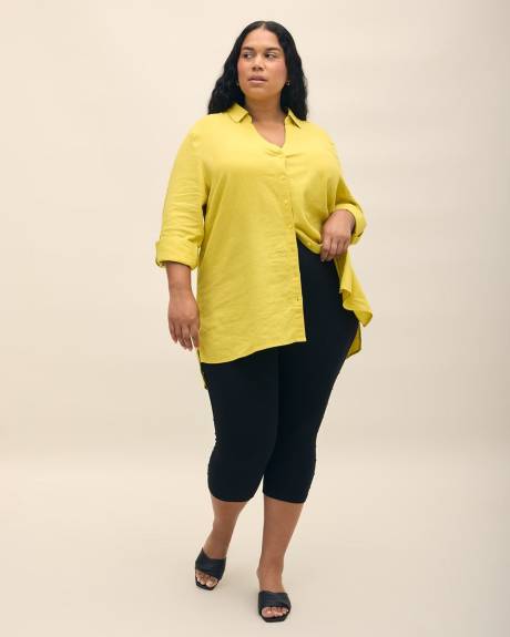 Legging capri noir avec boutons latéraux, tissu responsable - Essentiels PENN.
