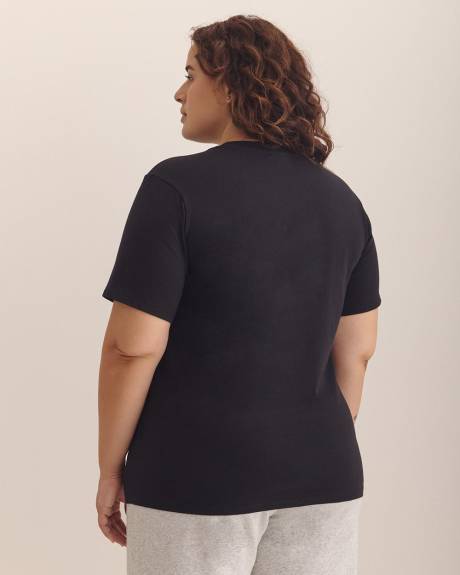 Black Short-Sleeve Crewneck Tee with Small Logo - adidas