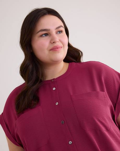 Satin Buttoned Down Shirt with Extended Sleeves