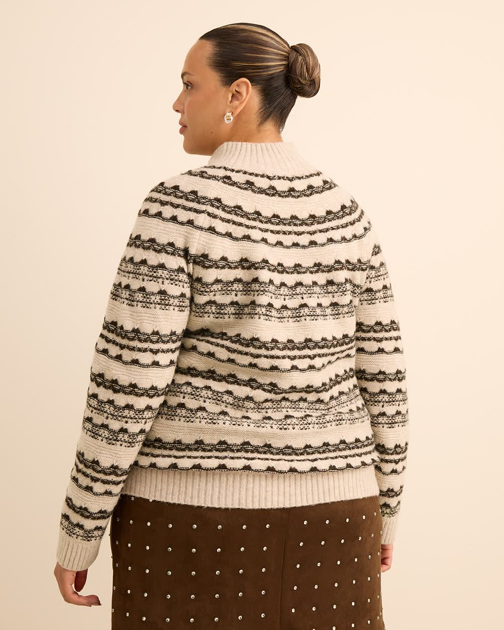 Brown Mock-Neck Fair Isle Sweater Brown Mock-Neck Fair Isle Sweater