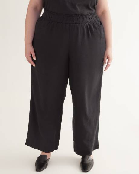 Linen Blend Wide-Leg Pull-On Pant