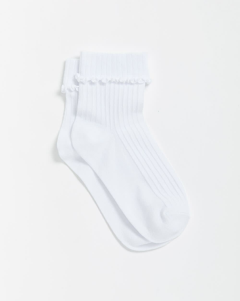 Lettuce-Edge Ribbed Pointelle Ankle Socks Lettuce-Edge Ribbed Pointelle Ankle Socks