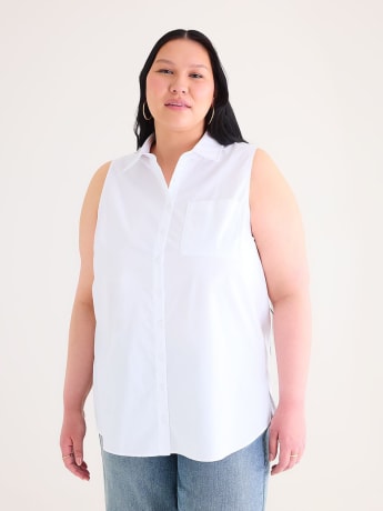 White Sleeveless Buttoned-Down Tunic