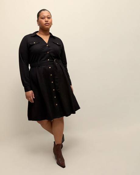 Robe utilitaire noire boutonnée en tricot